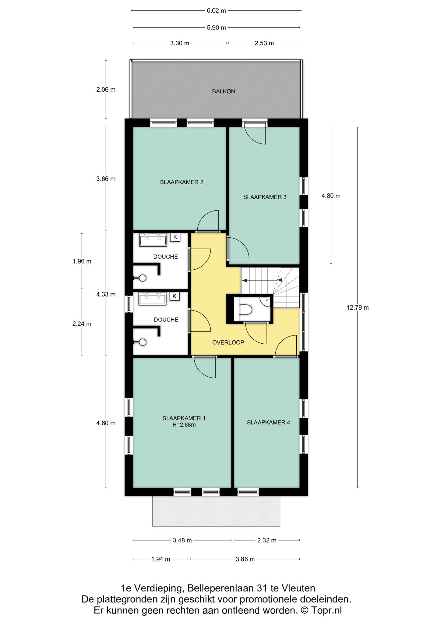 Plattegrond 1e verdieping