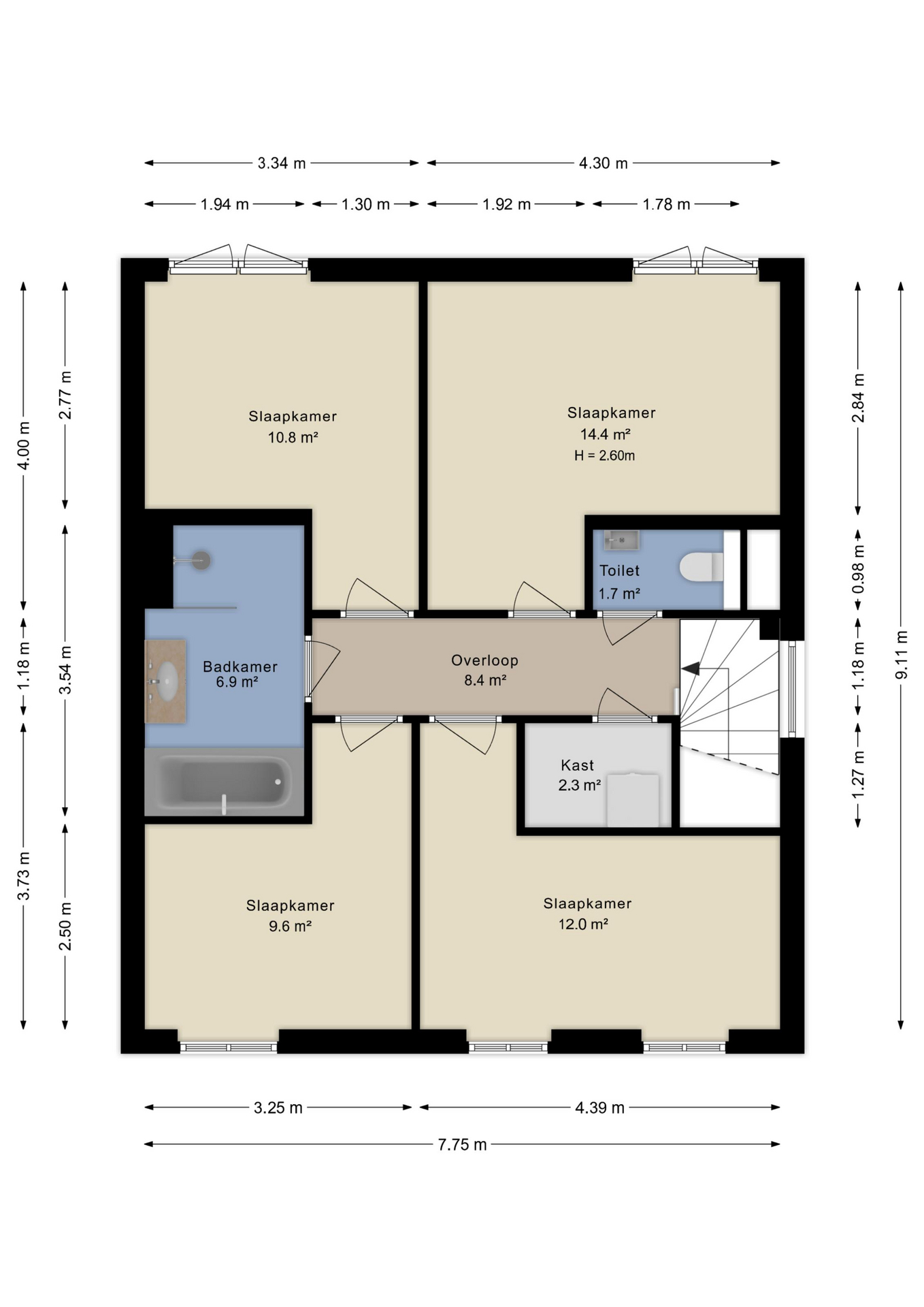 Plattegrond tweede verdieping