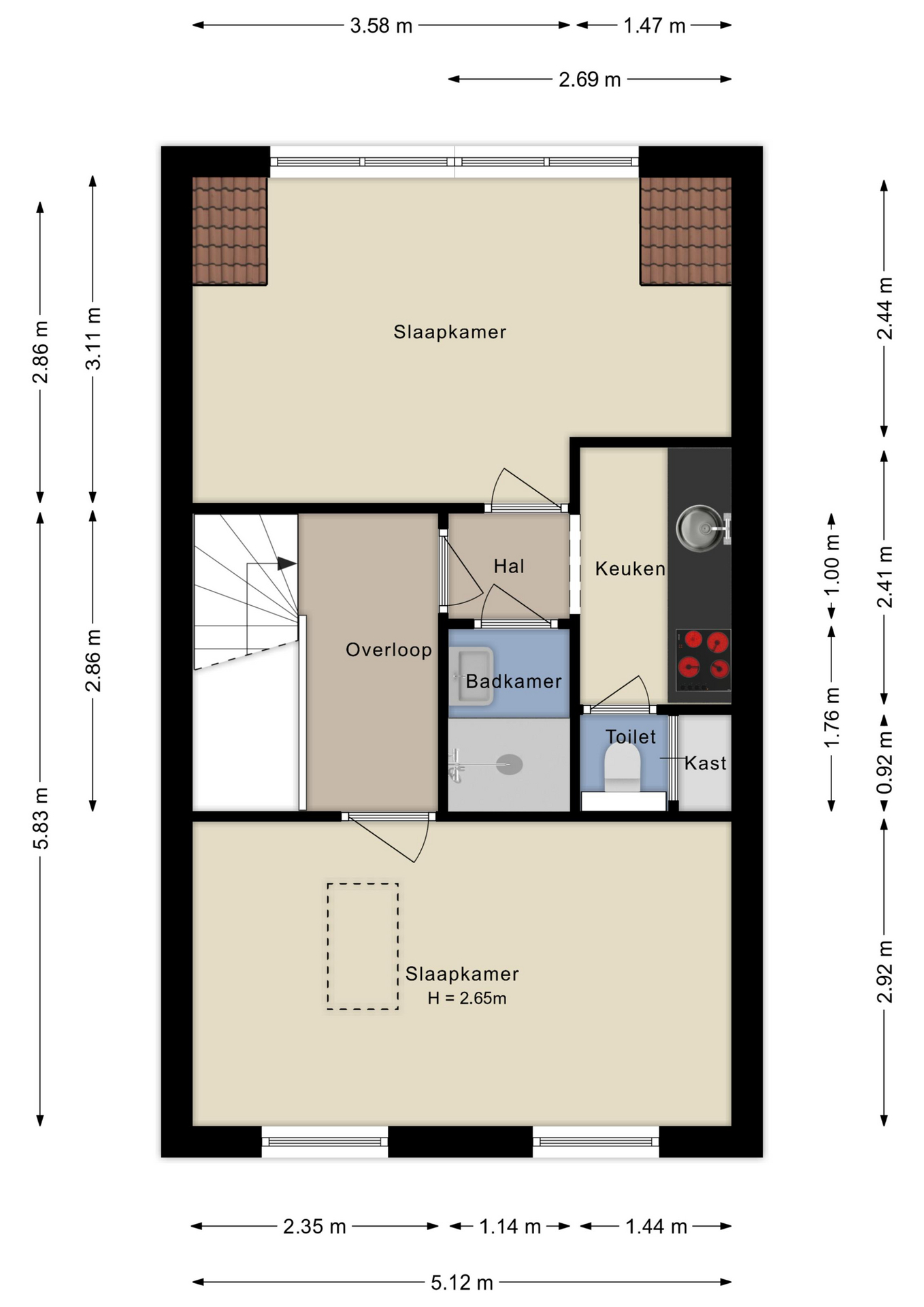 Plattegrond tweede verdieping