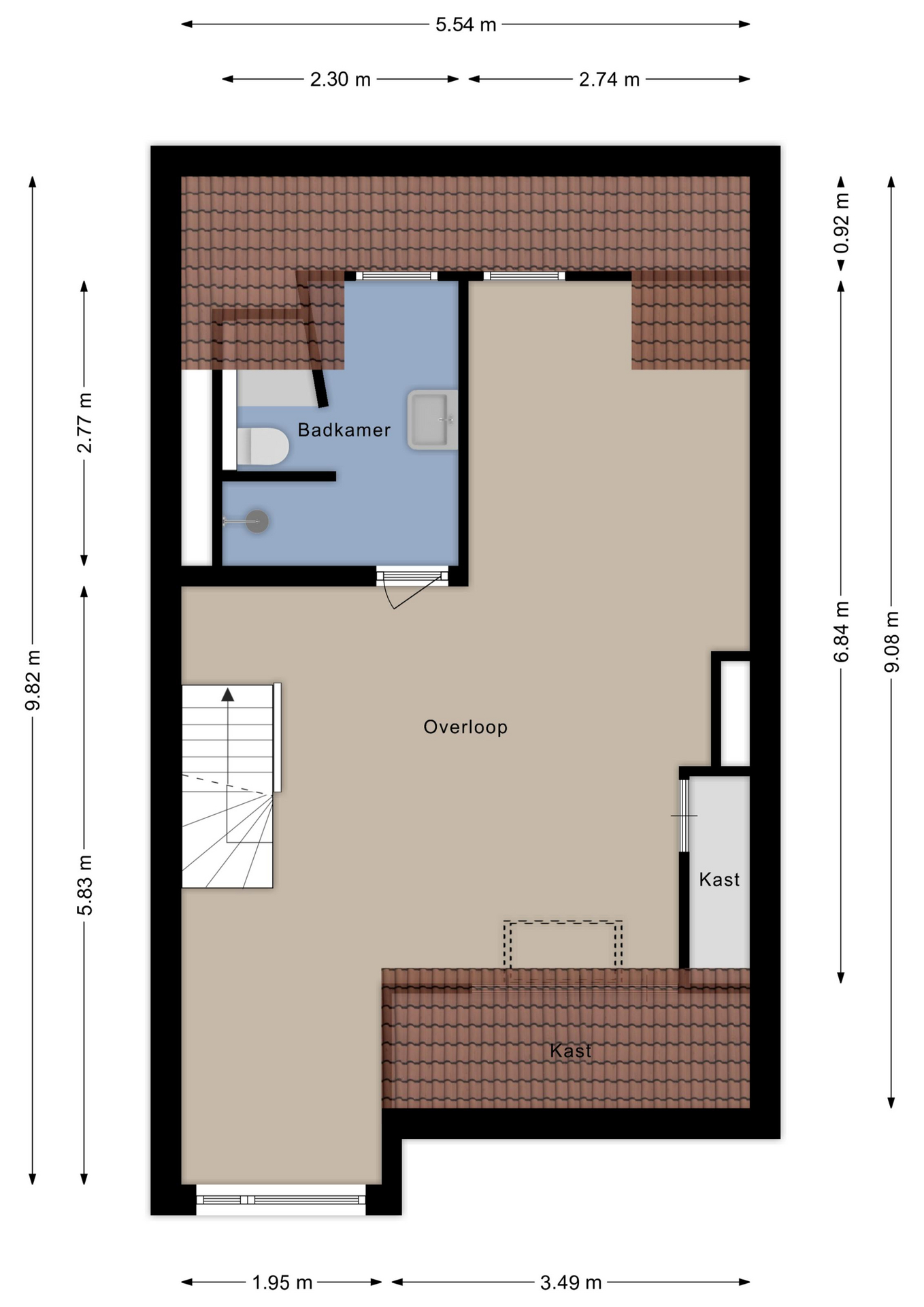 Plattegrond tweede verdieping