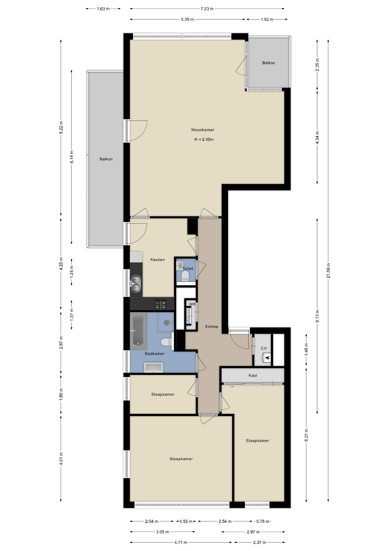 Plattegrond vijfde verdieping