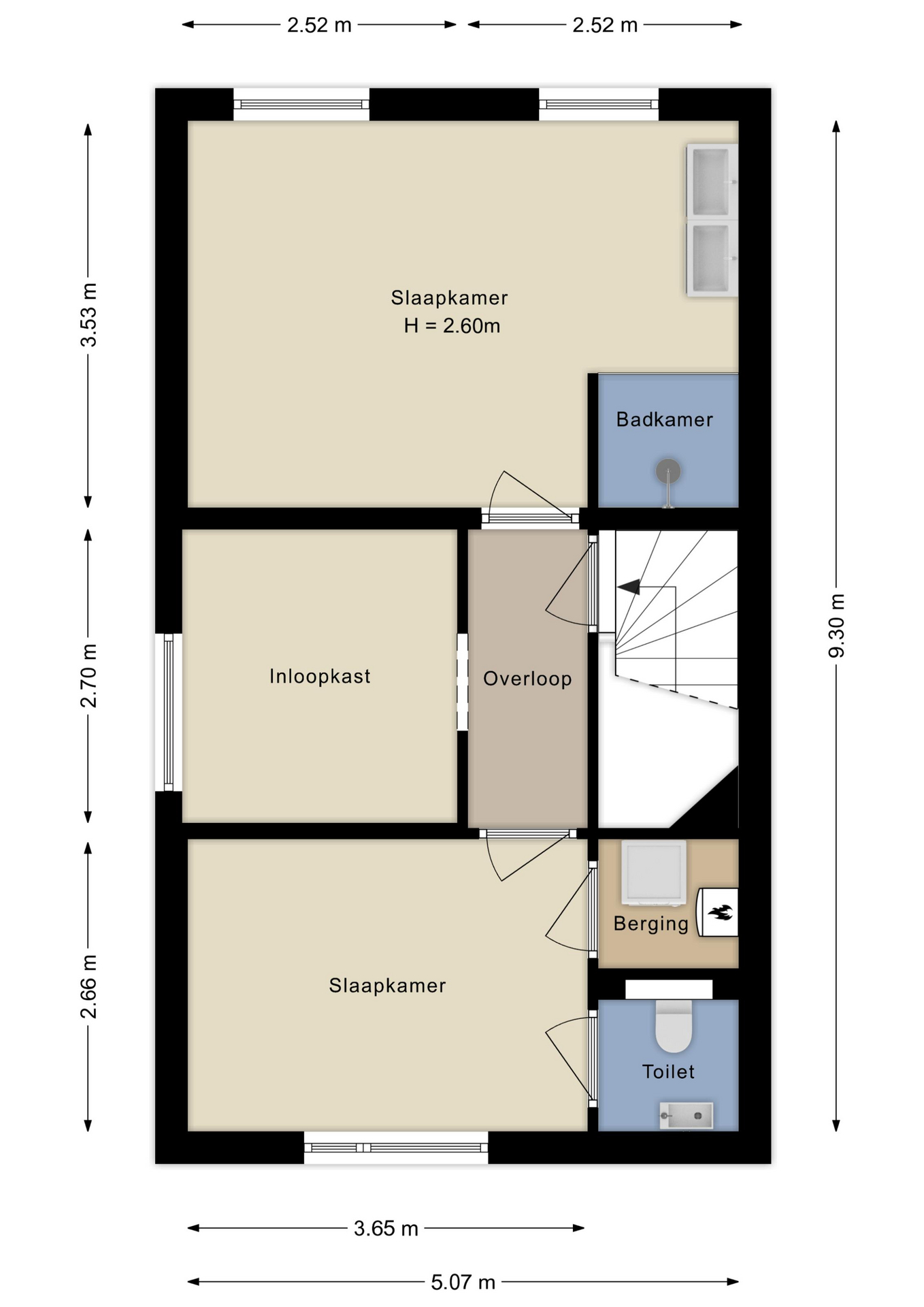Plattegrond tweede verdieping