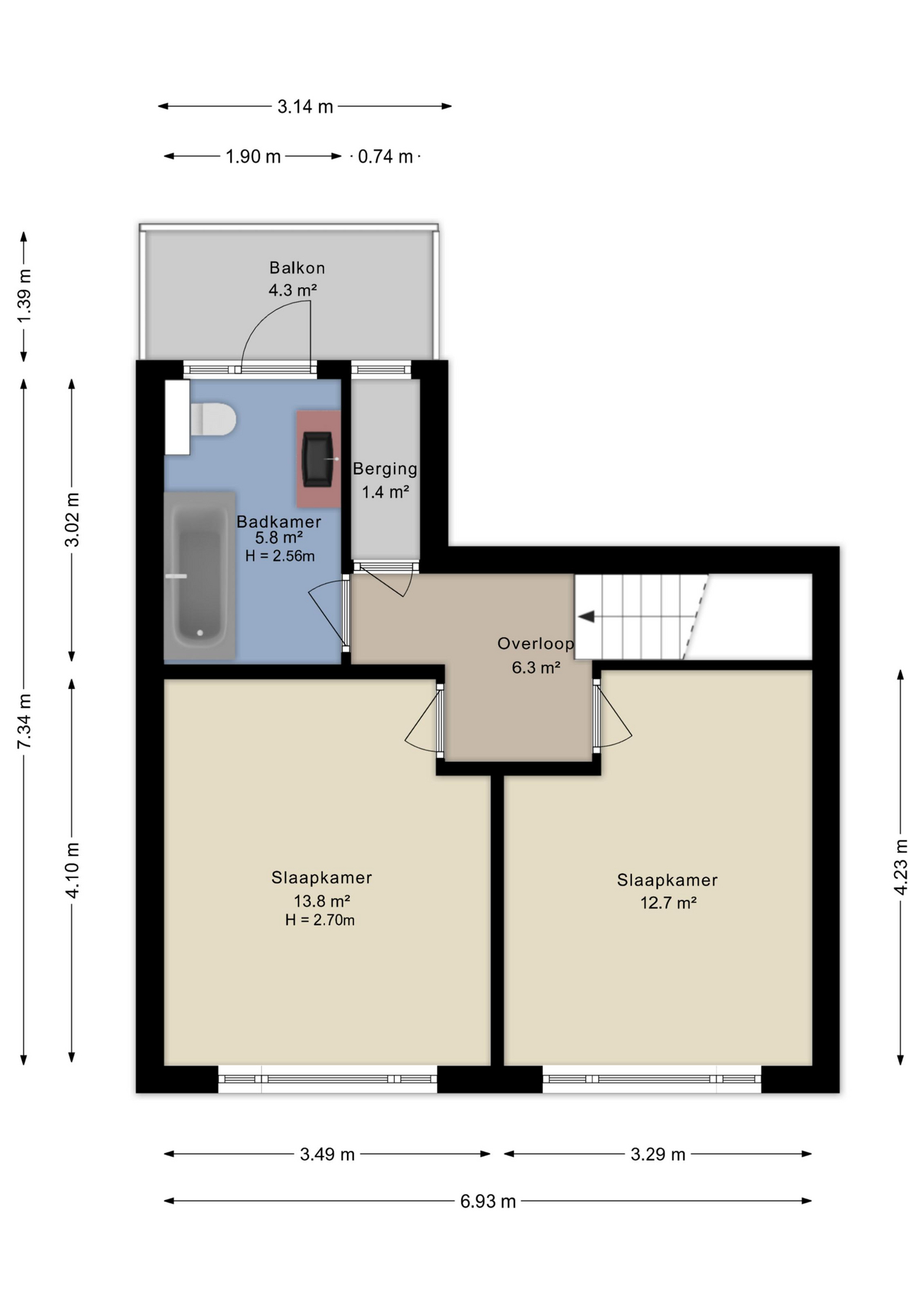 Plattegrond eertse verdieping