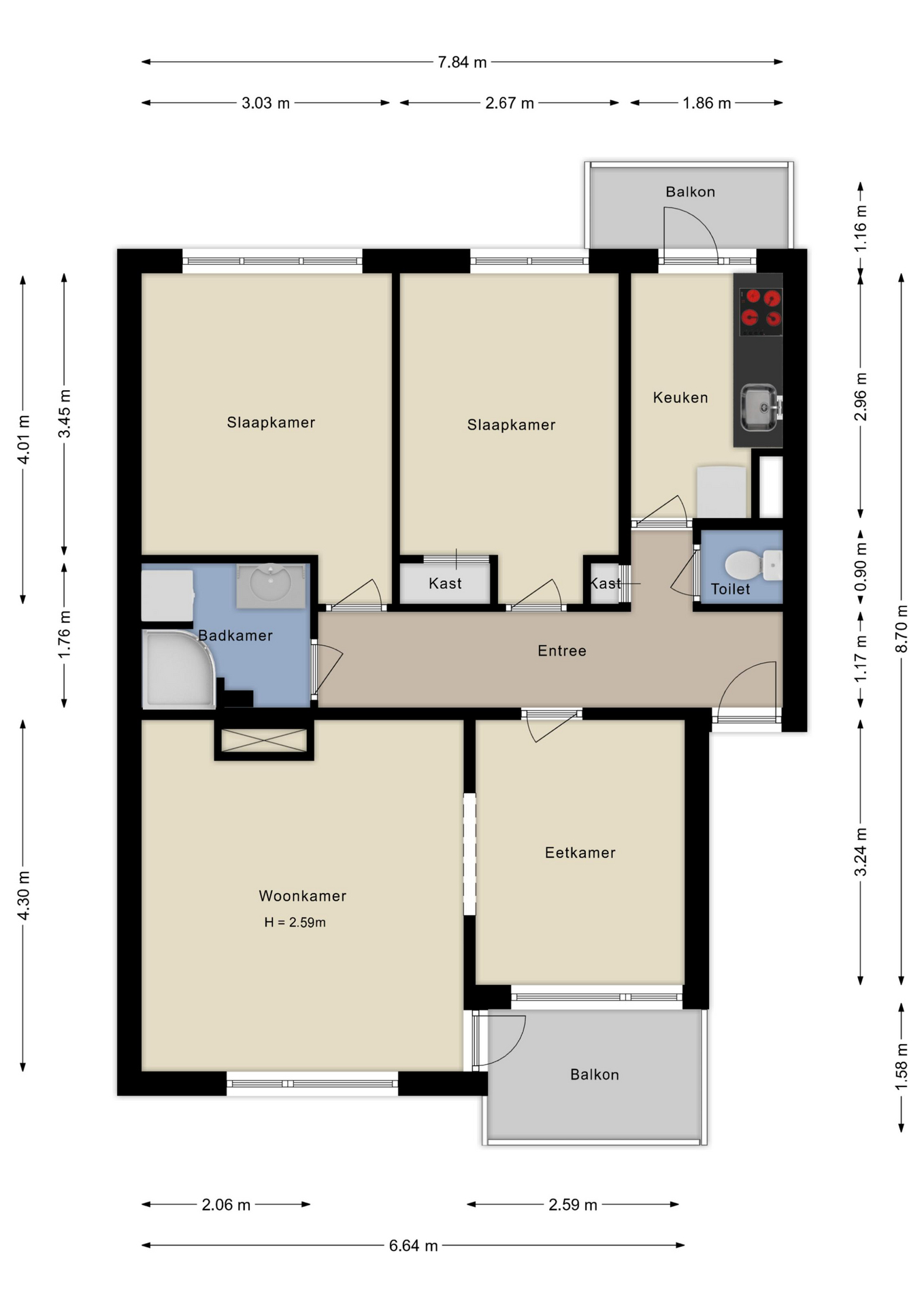 Plattegrond tweede verdieping