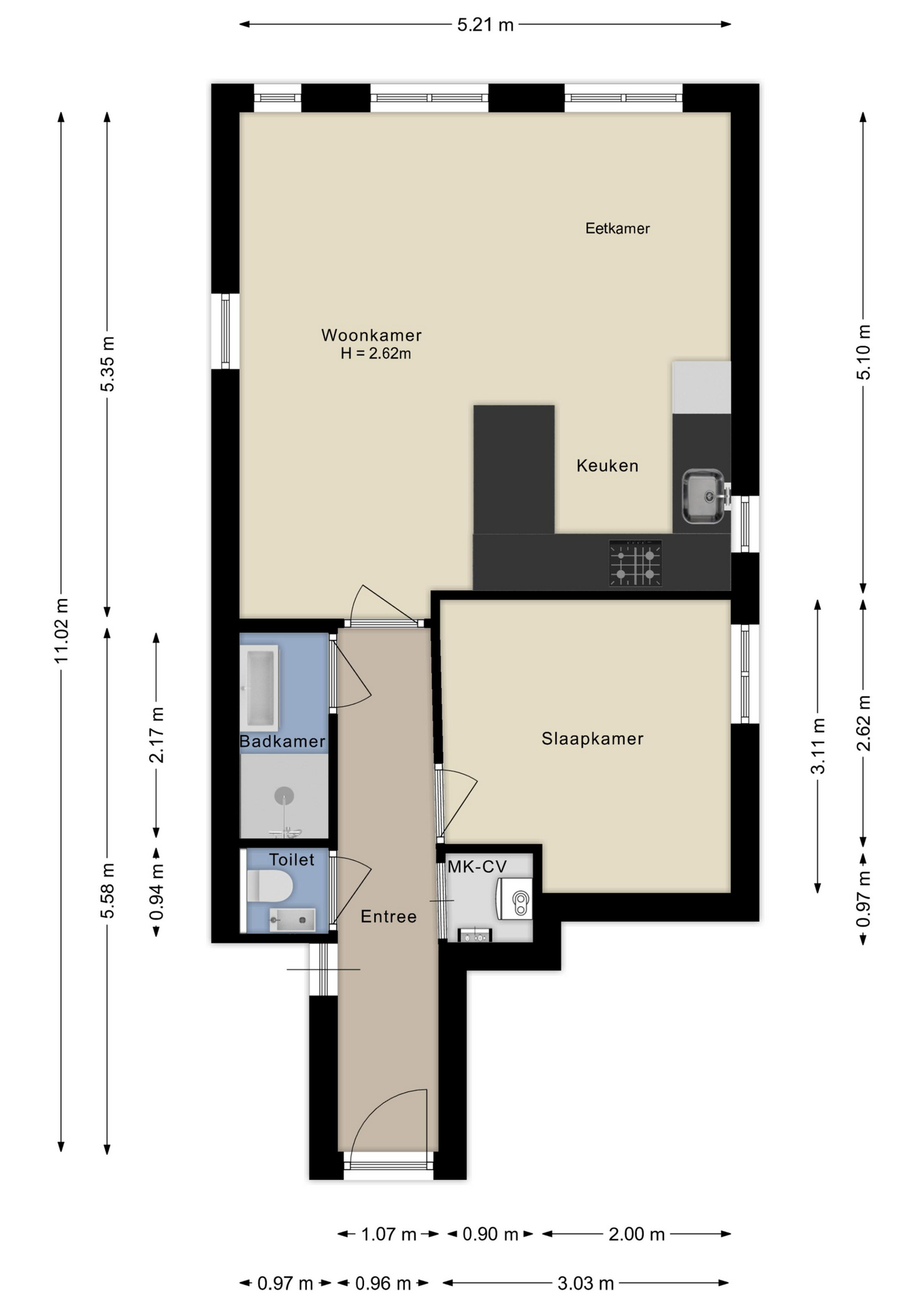 Plattegrond 1e verdieping