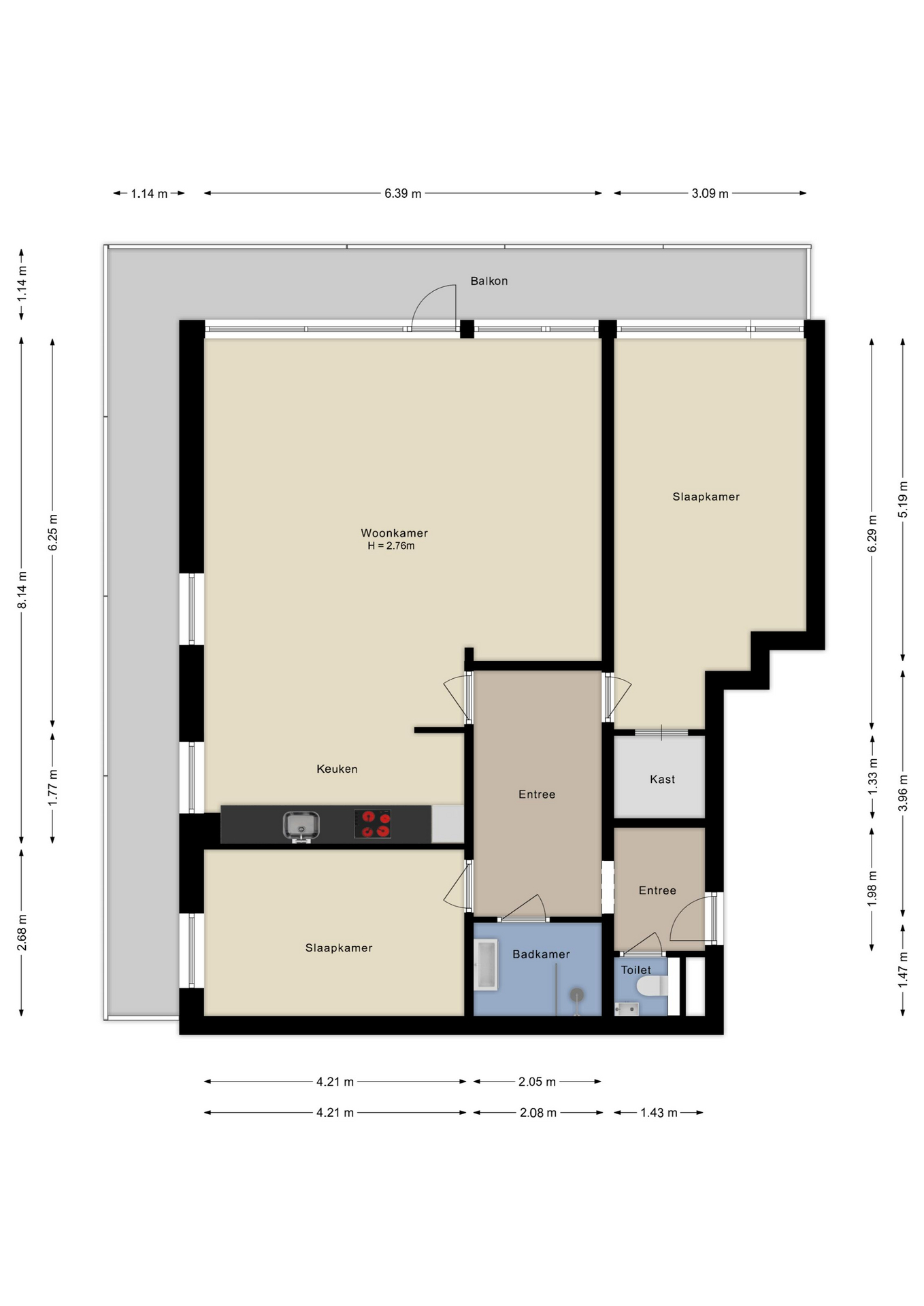 Plattegrond veertiende verdieping