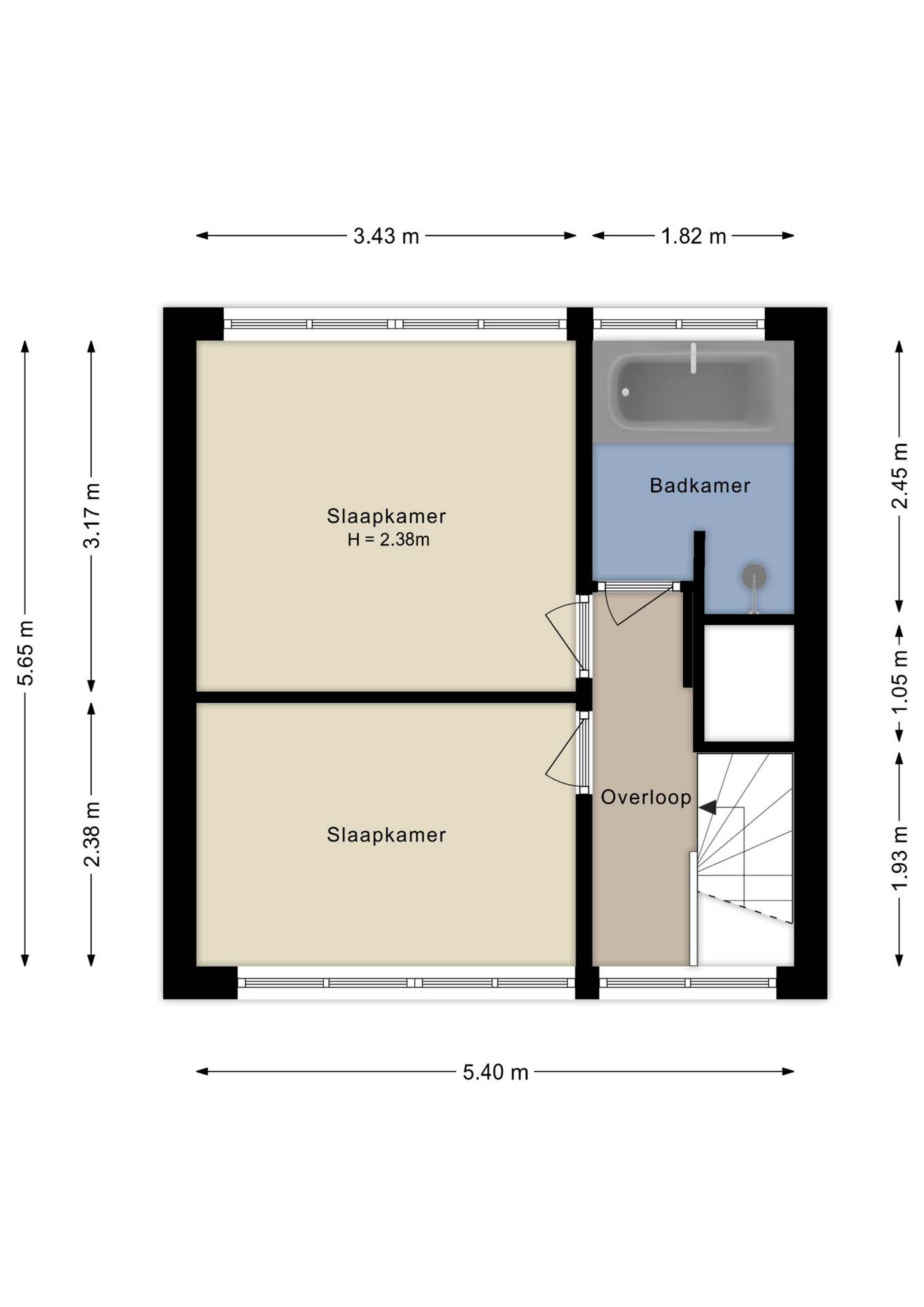 Plattegrond tweede verdieping