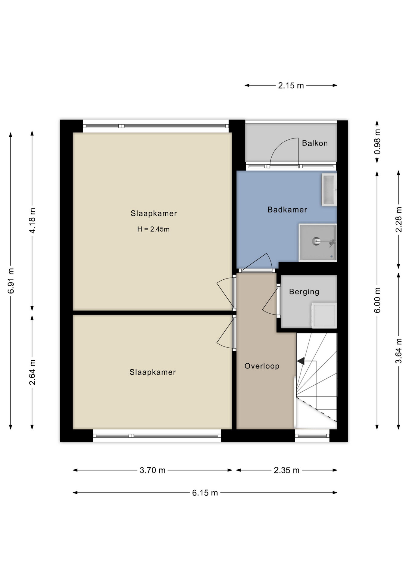 Plattegrond tweede verdieping