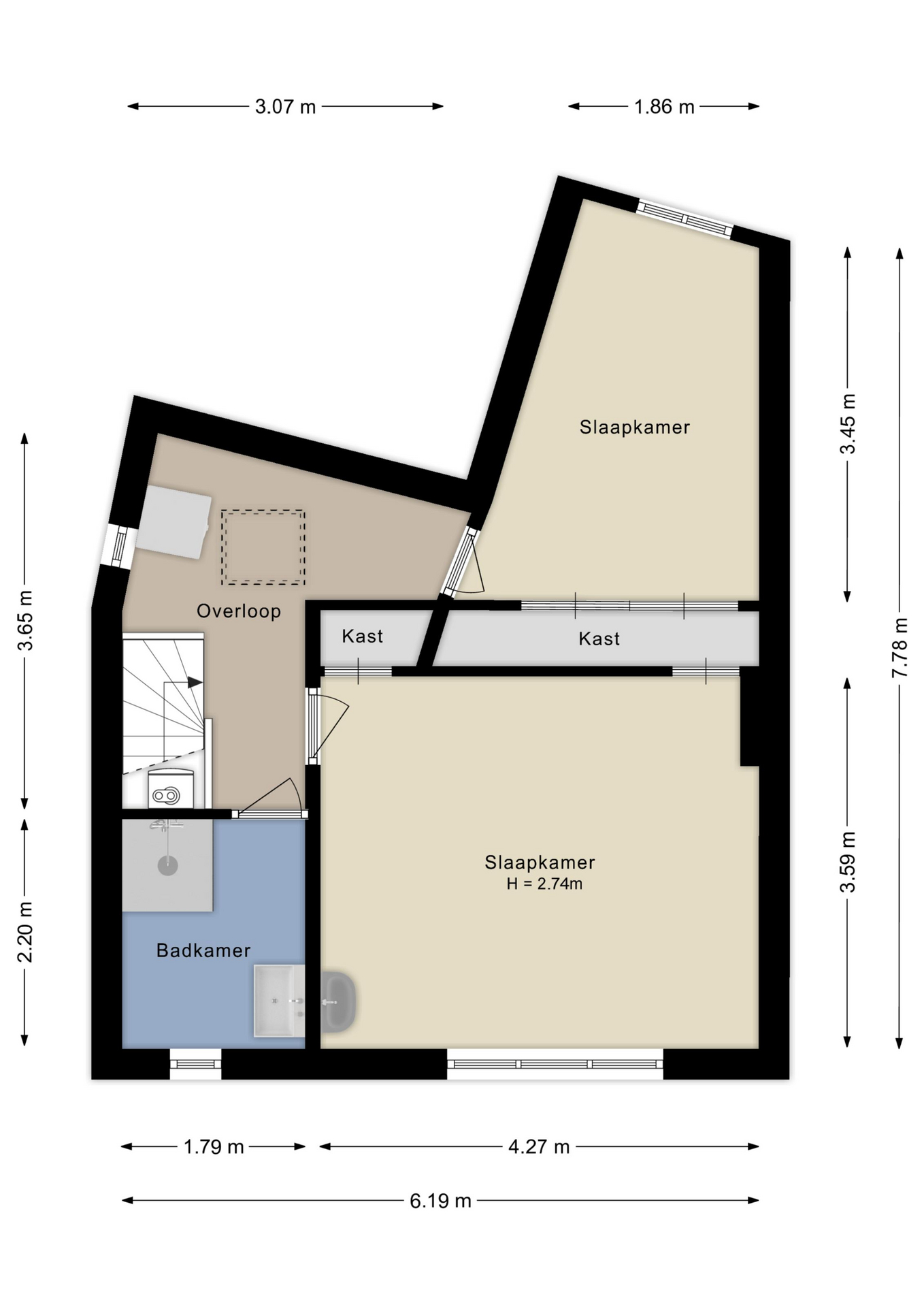 Plattegrond tweede verdieping