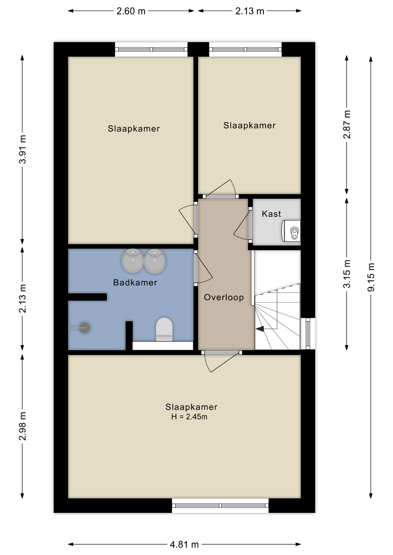 Plattegrond tweede verdieping