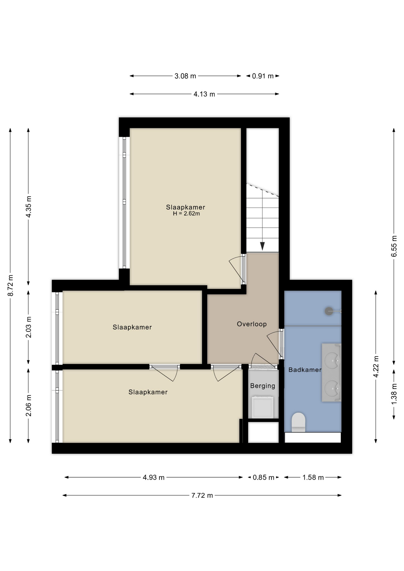 Plattegrond vierde verdieping
