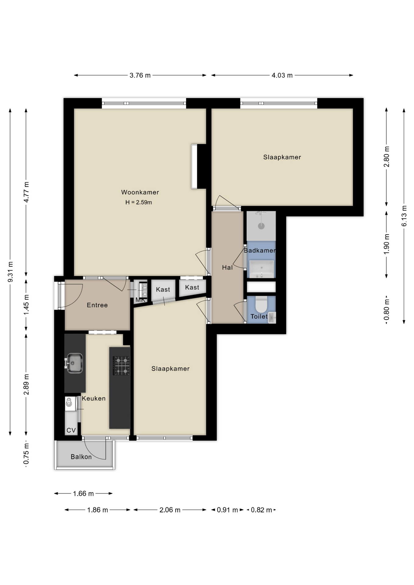 Plattegrond appartement