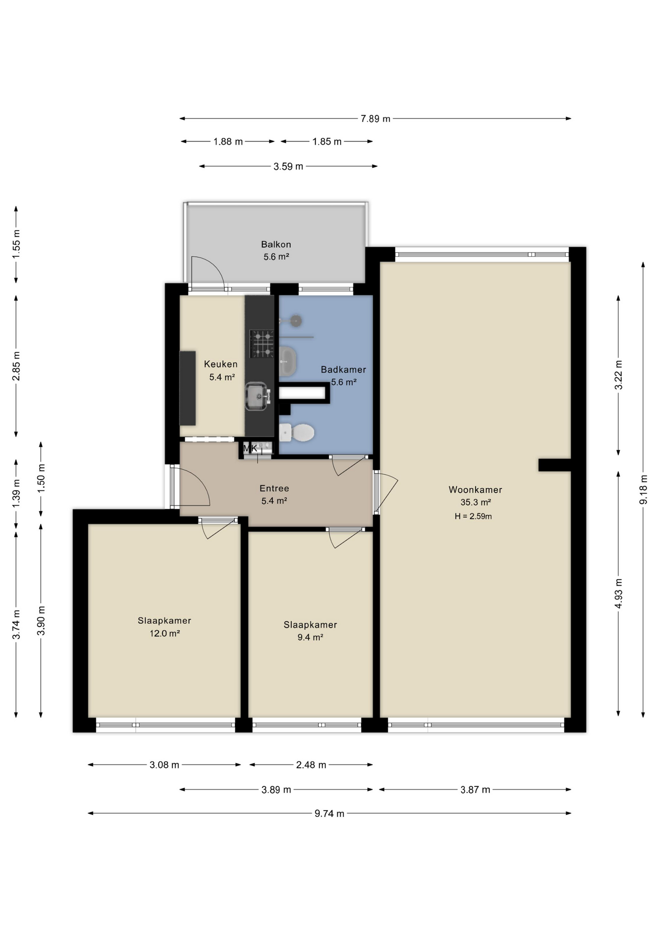 Plattegrond appartement