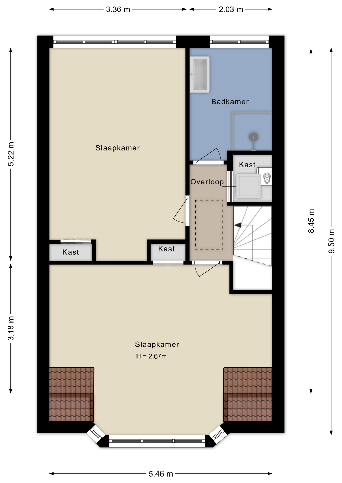 Plattegrond tweede verdieping