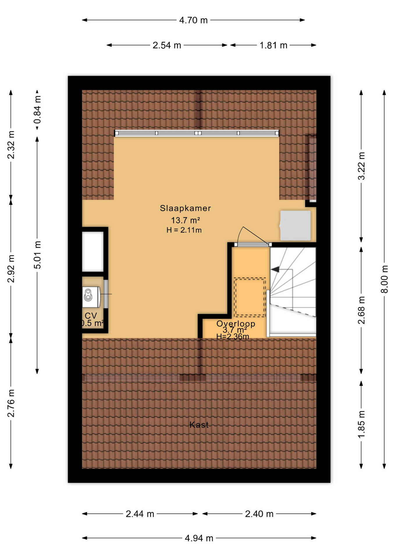 Plattegrond tweede verdieping