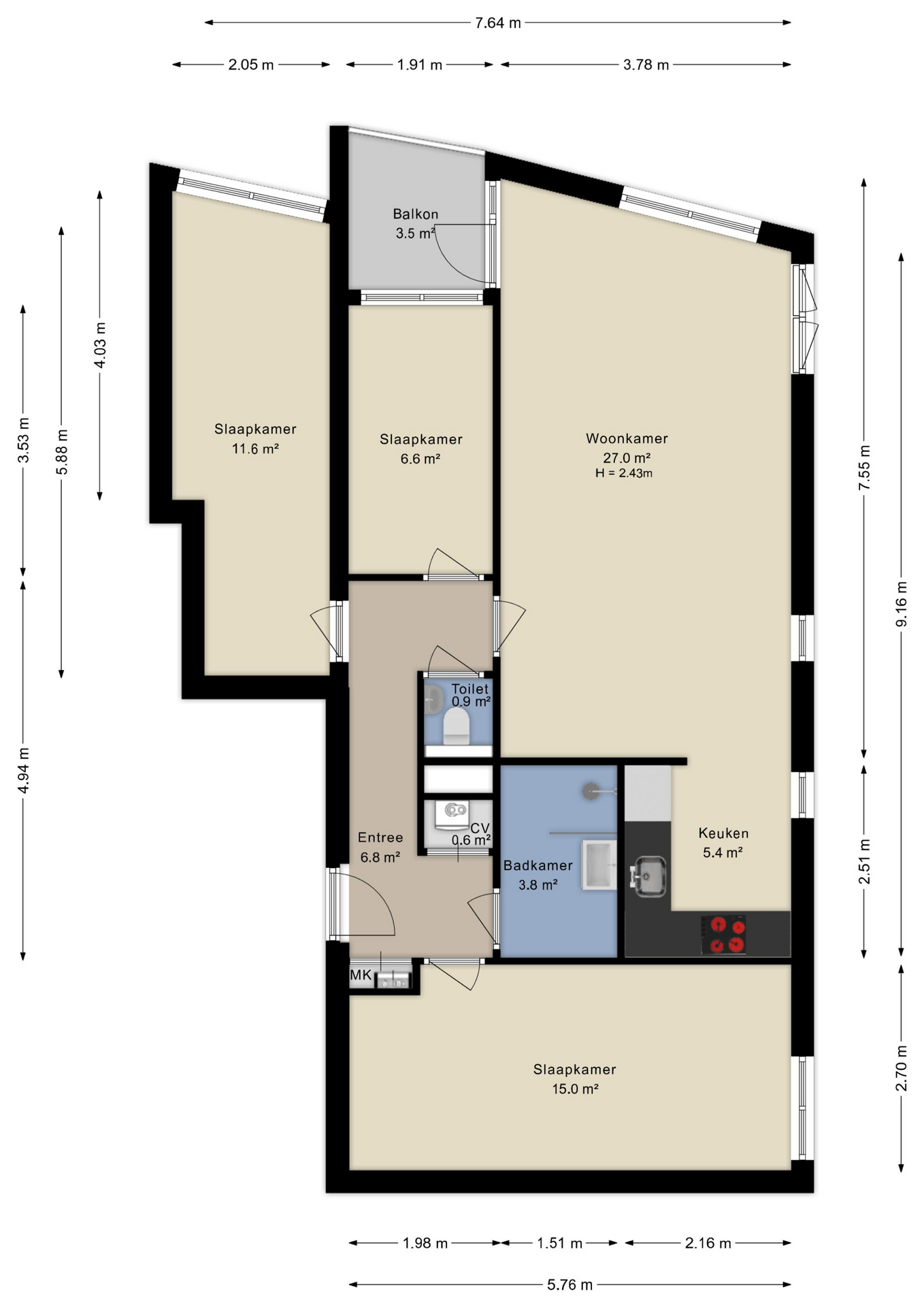 Plattegrond appartement