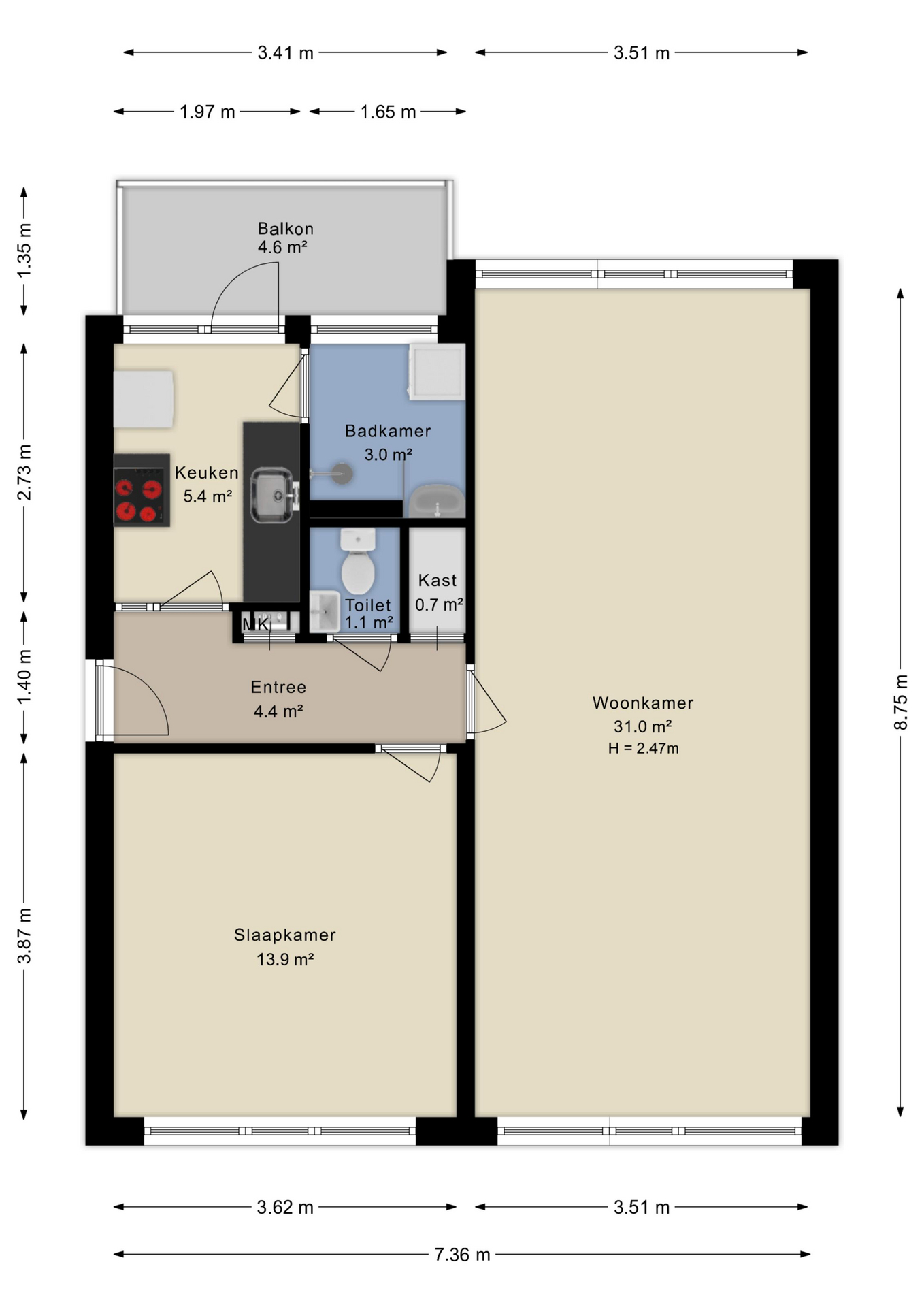 Plattegrond appartement