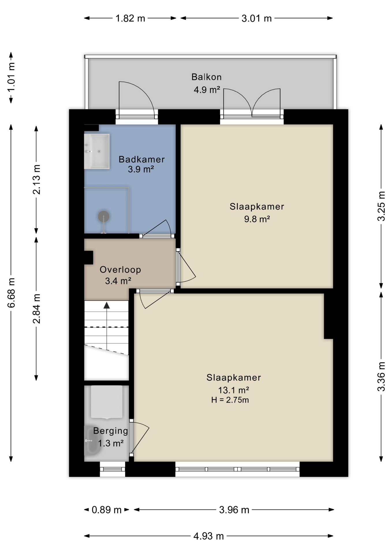 Plattegrond tweede verdieping