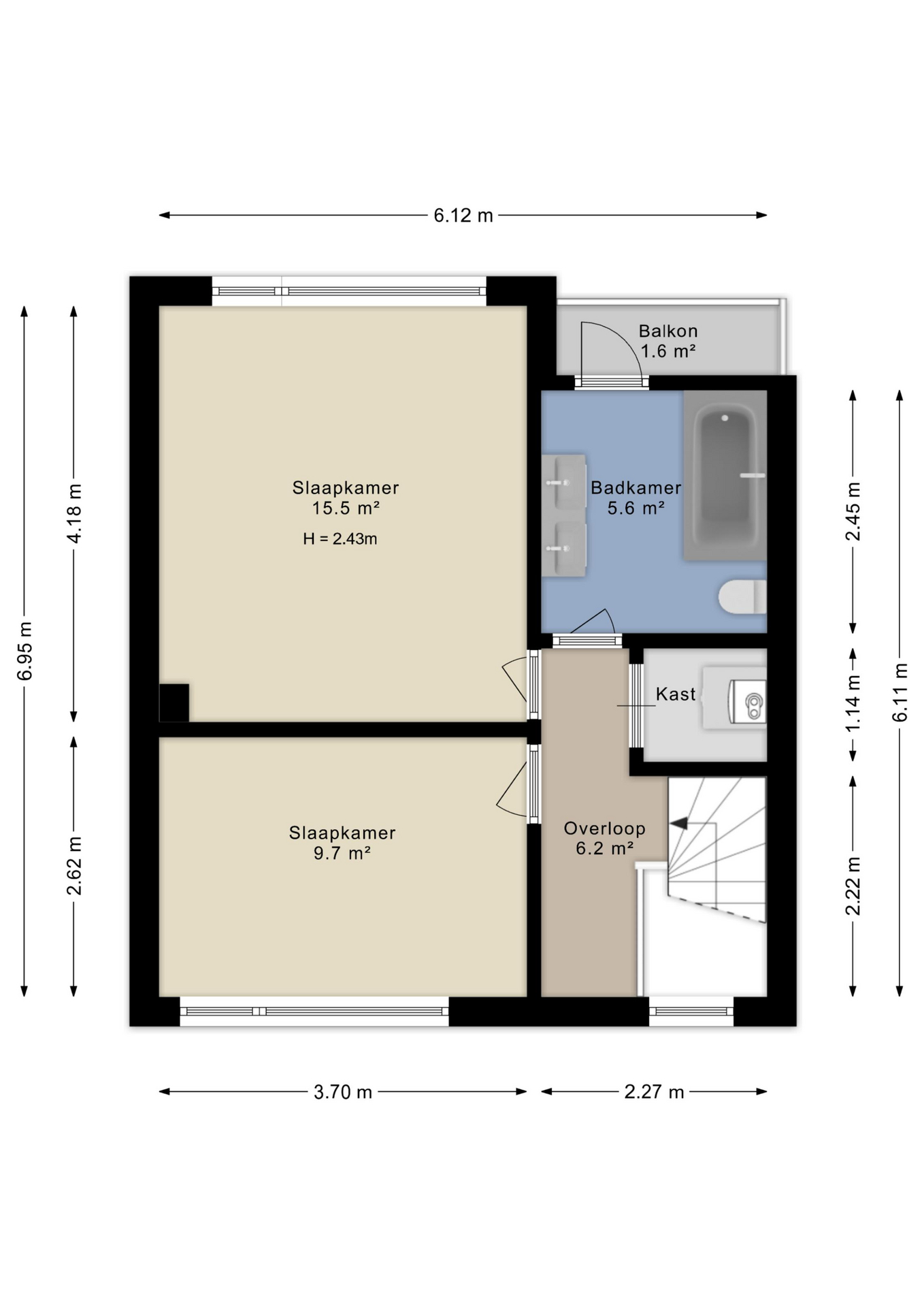 Plattegrond tweede verdieping