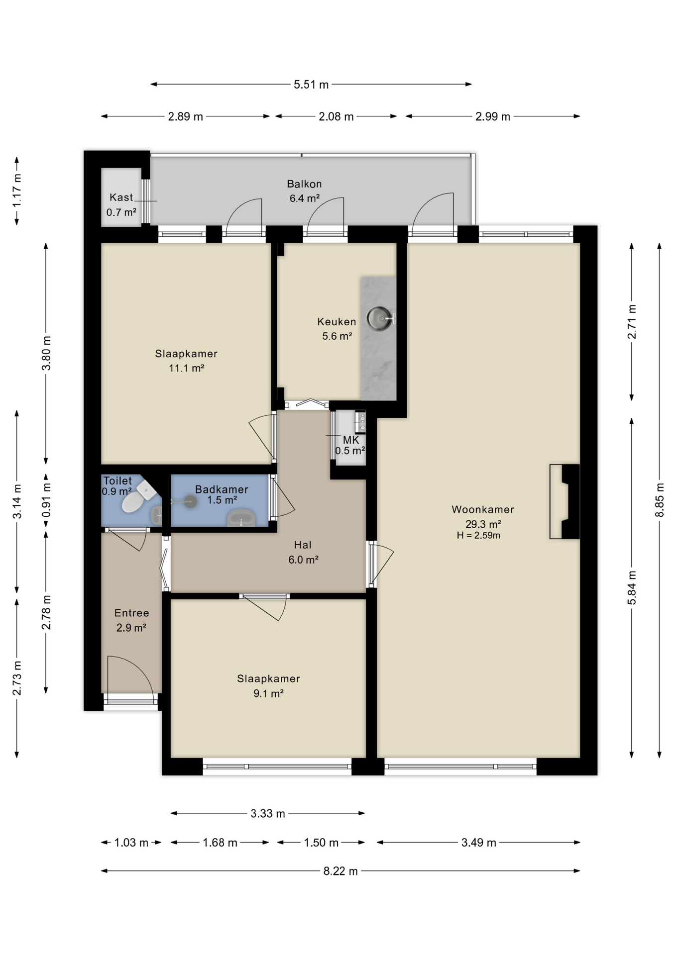 Plattegrond appartement